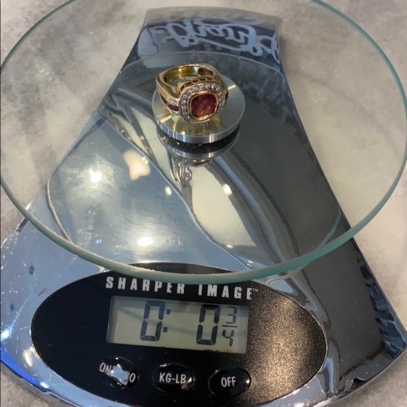 Rubelite Euro Shank Solid 18 Kt Yellow Gold Ring - Picture 4 of 13